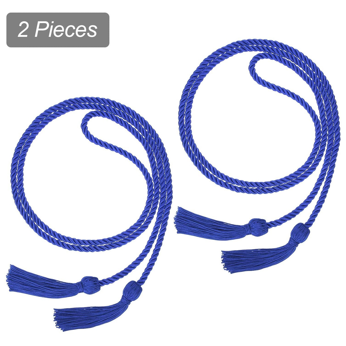2 Pieces Graduation Cords Polyester Yarn Honor Cord with Tassel for Graduation Students (Blue)